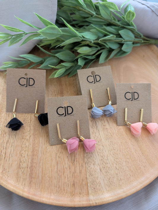 Boucles d'oreilles pompon en tissu (bo-1568