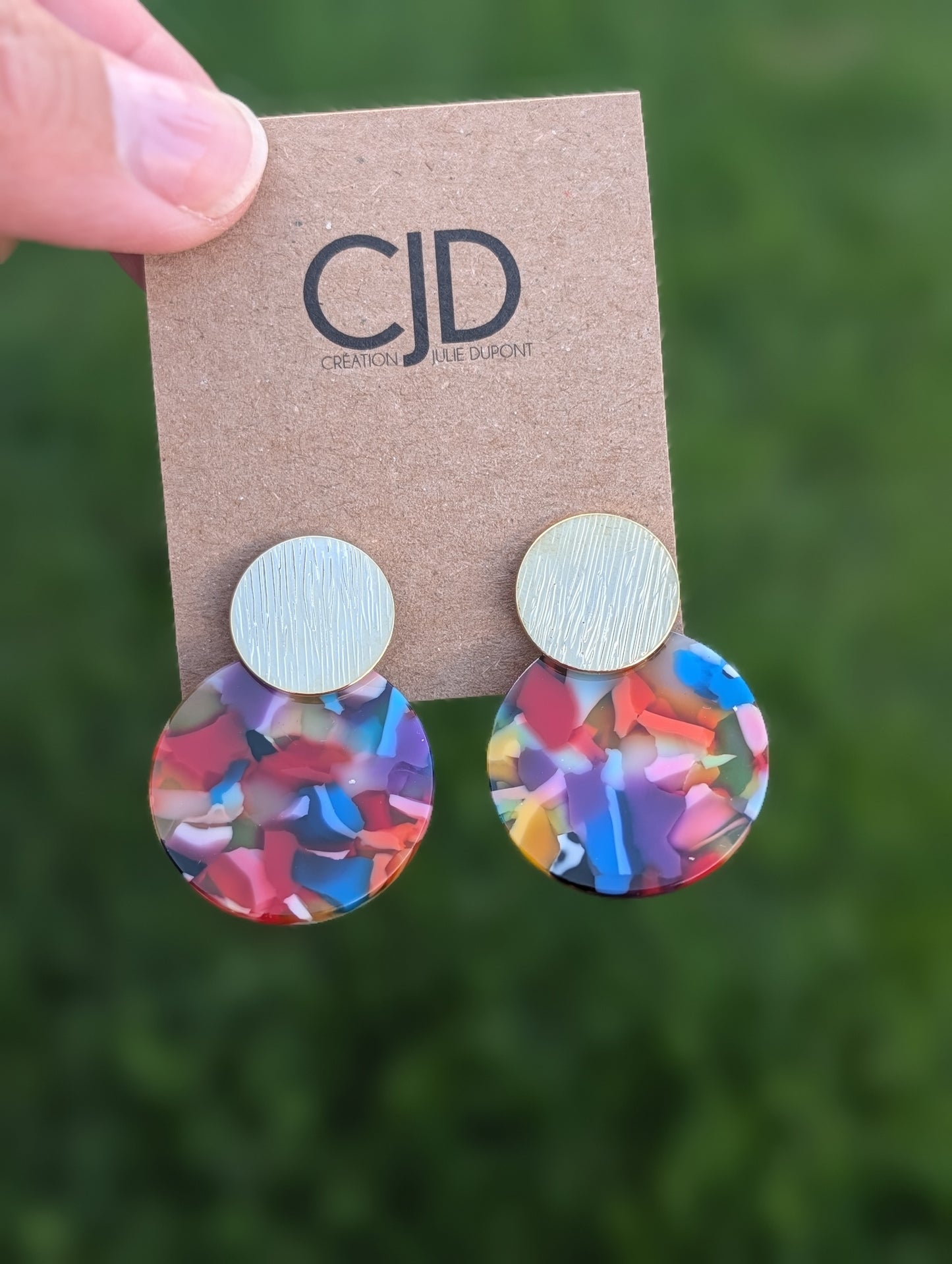 Boucles d'oreilles cercle // acrylique // acetate earrings // geometrique // cadeau pour elle // (bo-1514)