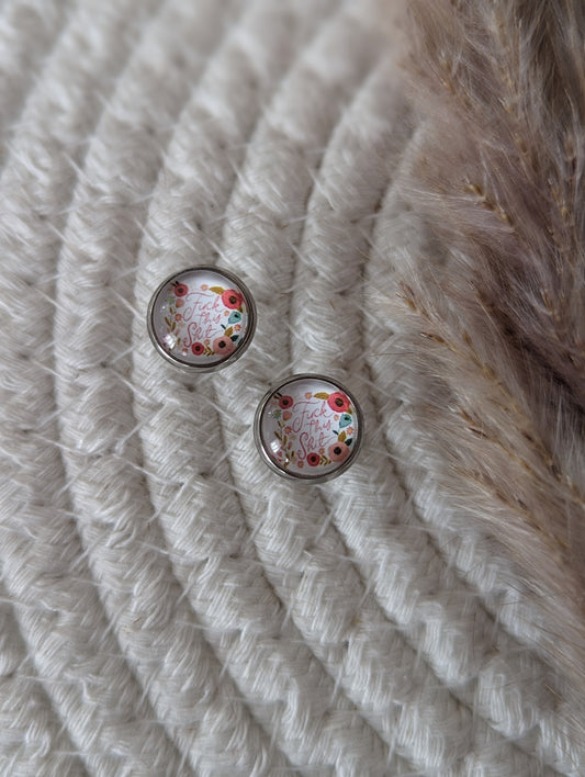 Petites merveilles f*ck this shit // glass cabochon earrings // fait au quebec