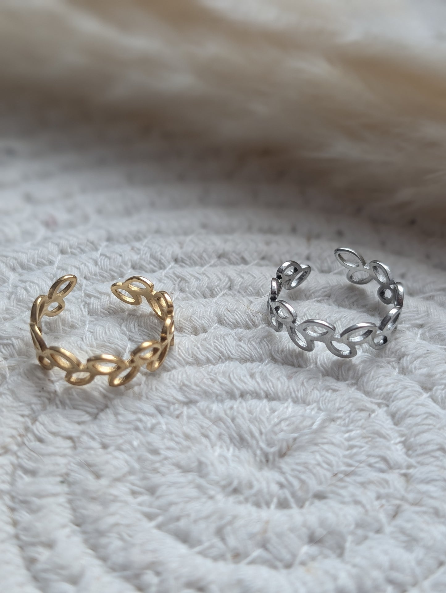 Bague ajustable feuille