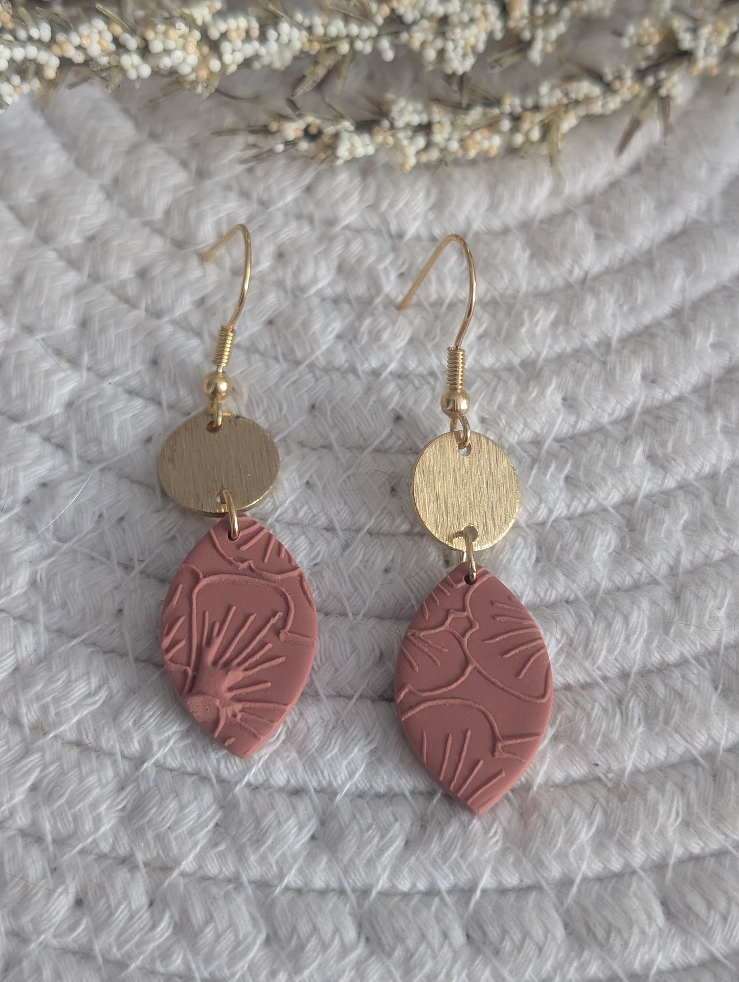 Boucles d'oreilles marquise en argile polymère