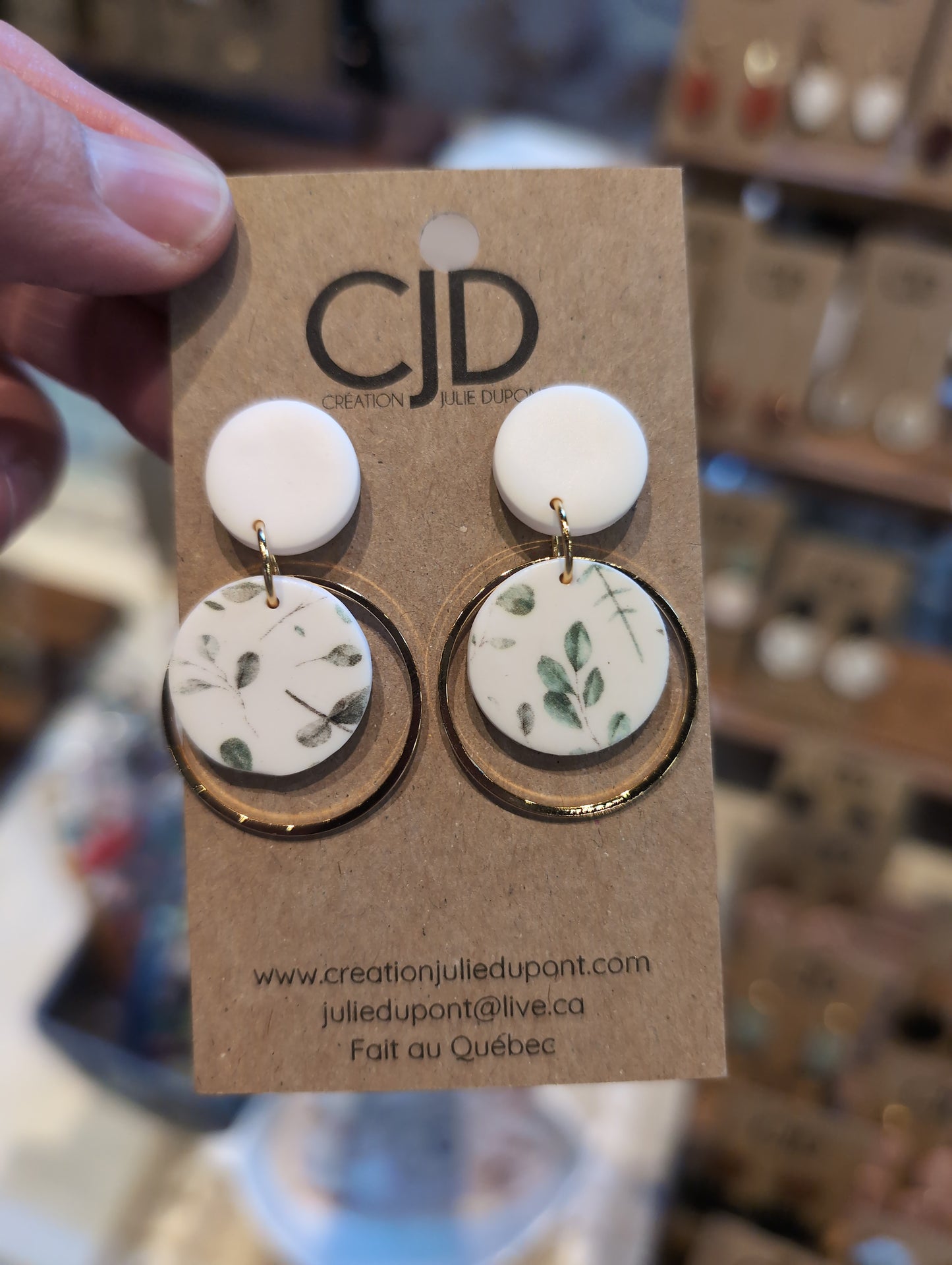 Boucles d'oreilles stud et rond argile et anneau laiton // polymer Clay earrings (BO-1730)