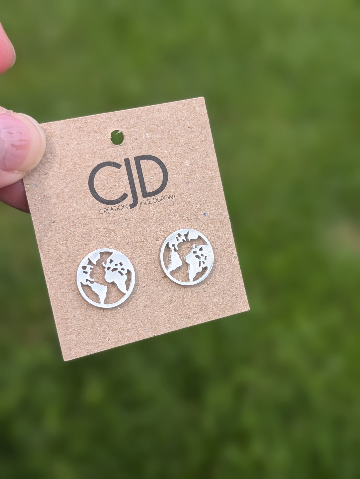 Boucles d'oreilles terre // world stud earrings // stainless steel earrings // minimalist jewelry // (bo-1759)