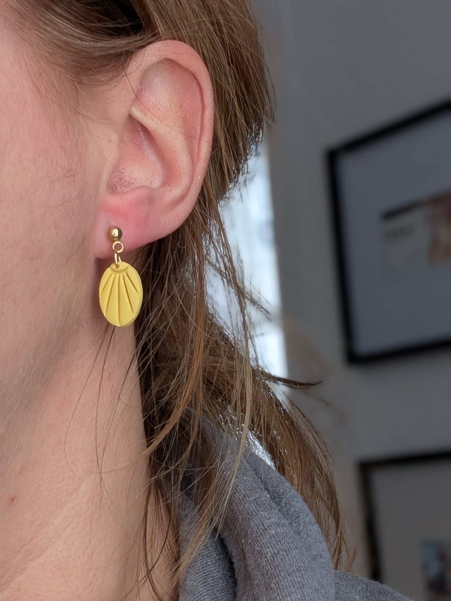Boucles d'oreilles en argile polymère petit ovale (BO-1905)