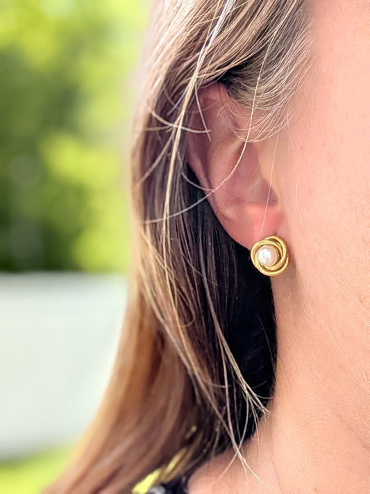 Boucles d'oreilles perle et acier inoxydable