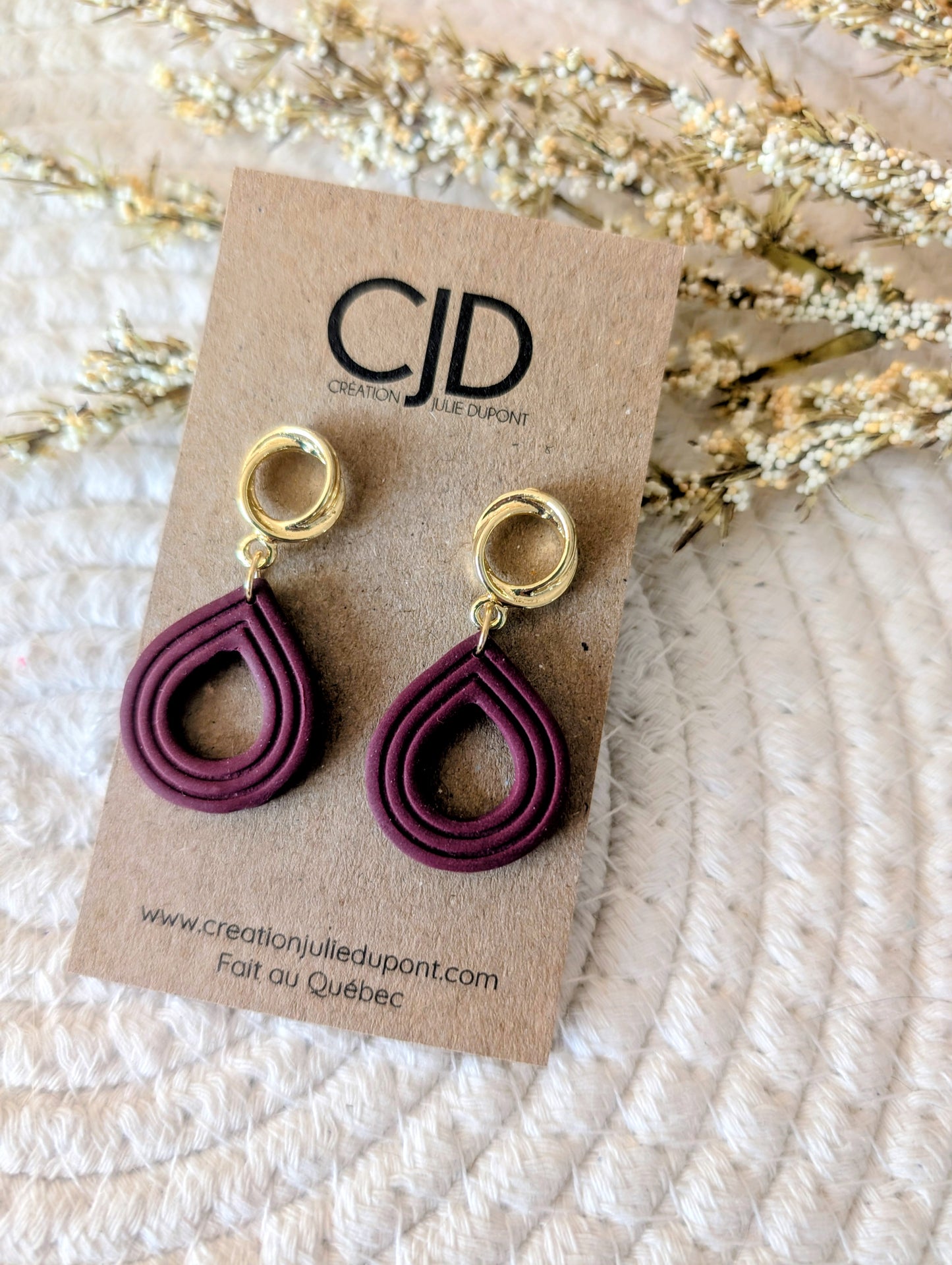 Boucles d'oreilles goutte argile polymère (BO-1749)