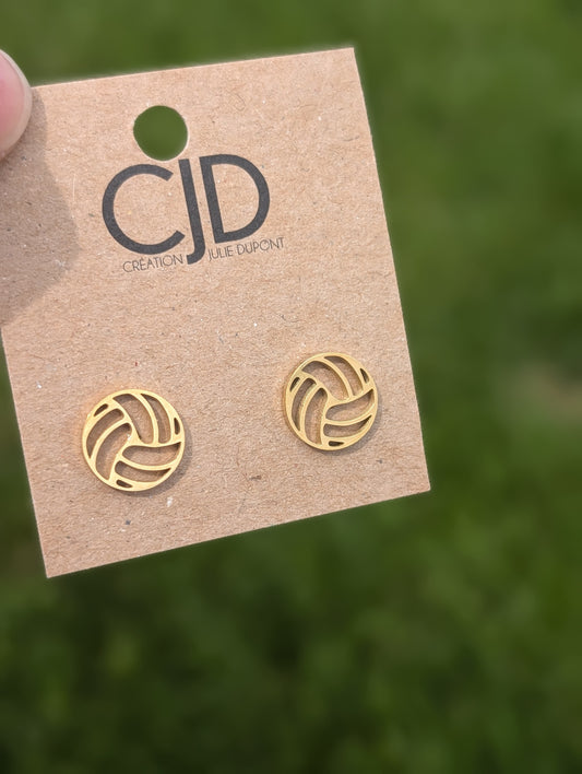 Boucles d'oreilles volleyball // volleyball stud earrings // stainless steel earrings // minimalist jewelry (BO-1868)