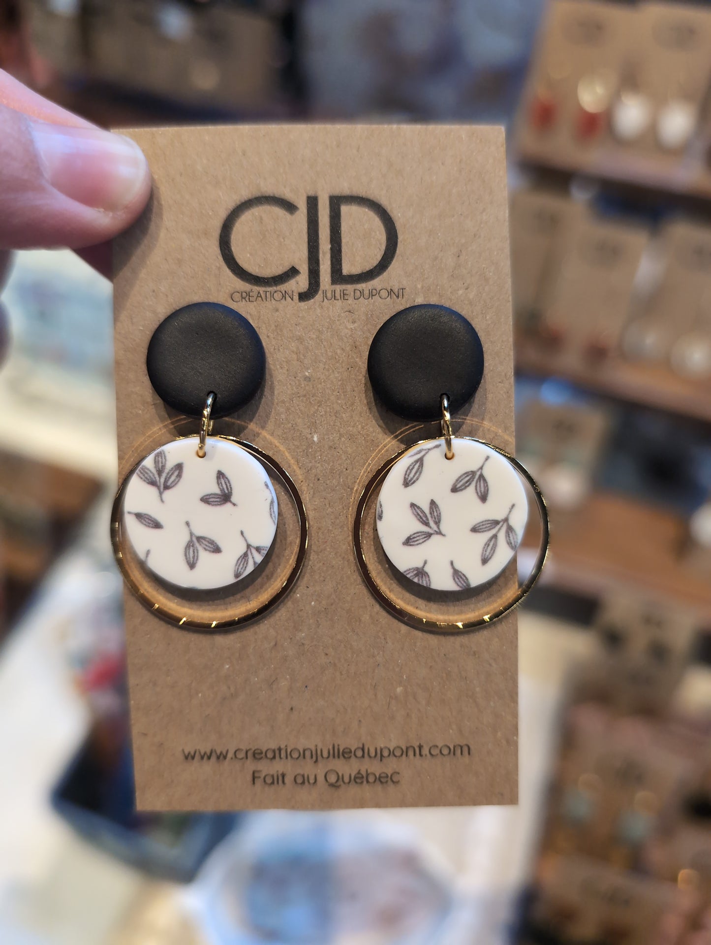 Boucles d'oreilles stud et rond argile et anneau laiton // polymer Clay earrings (BO-1730)