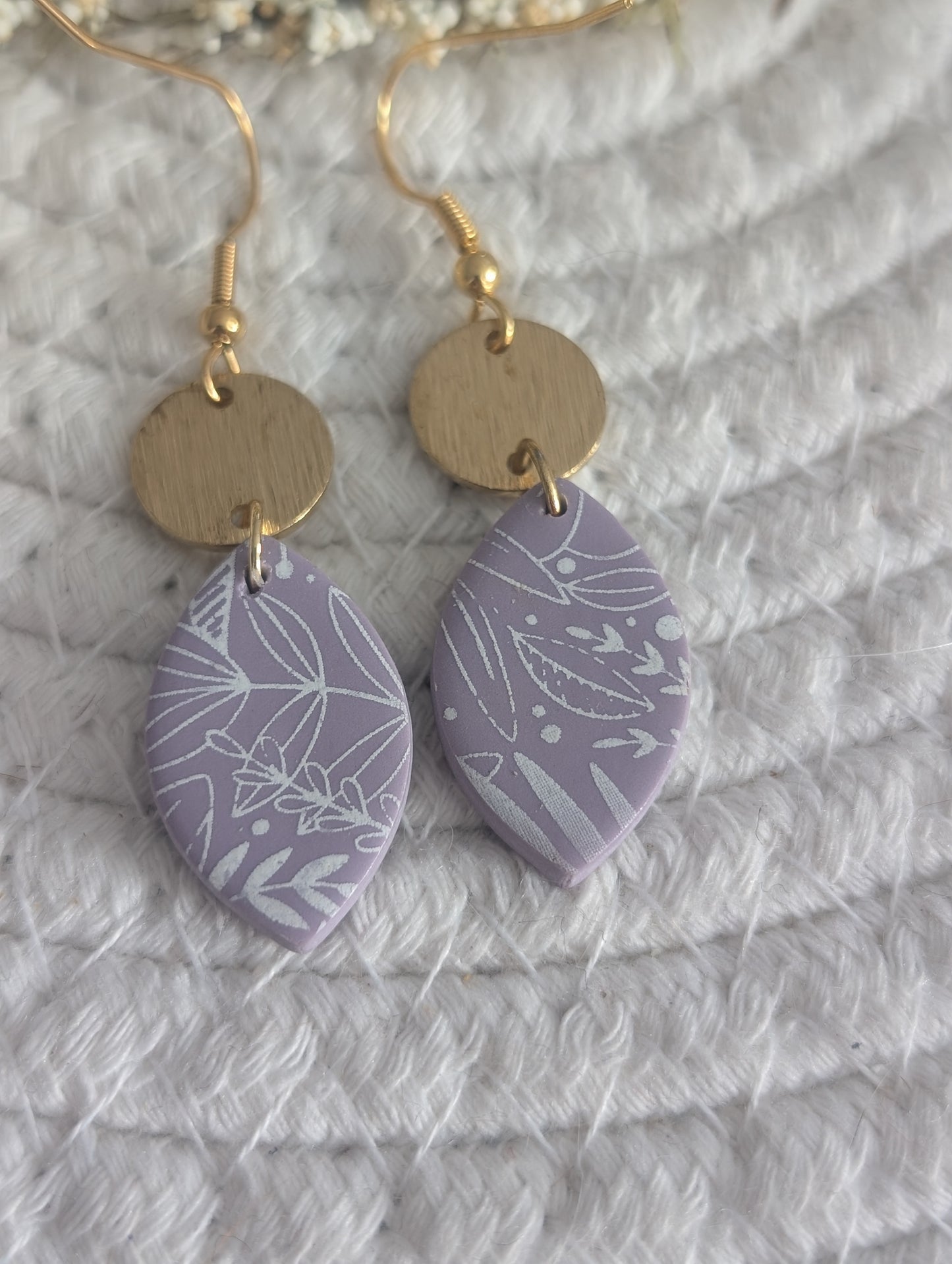 Boucles d'oreilles marquise en argile polymère