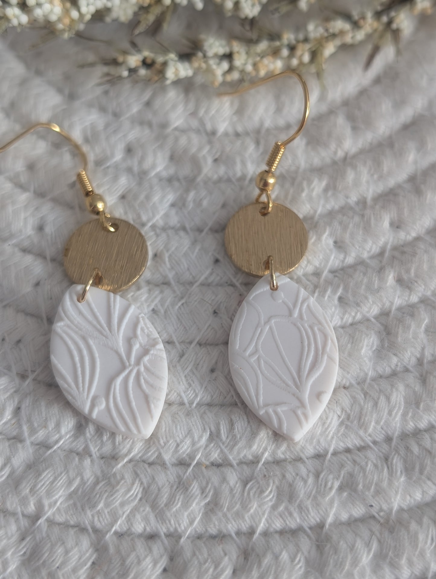 Boucles d'oreilles marquise en argile polymère