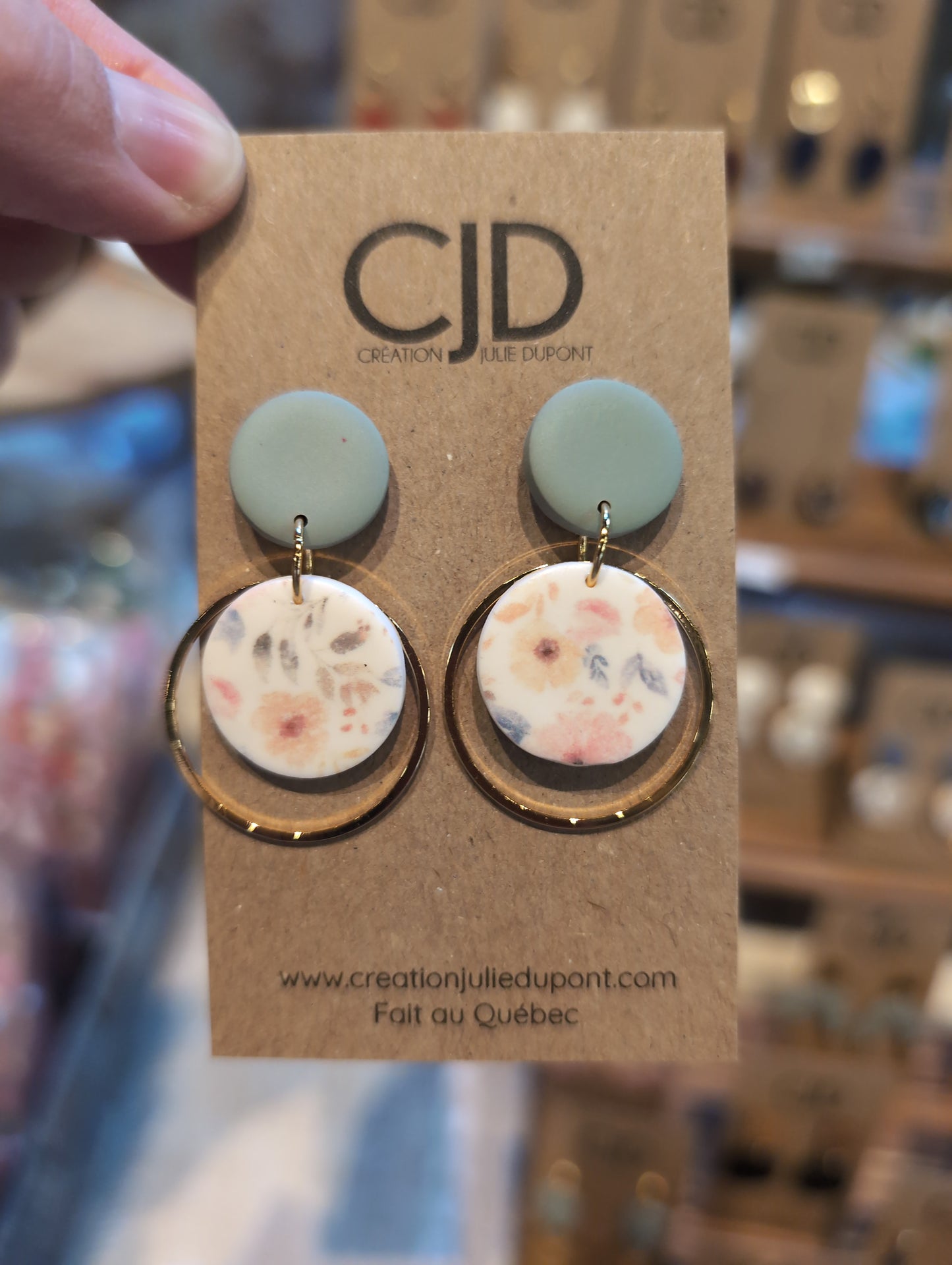 Boucles d'oreilles stud et rond argile et anneau laiton // polymer Clay earrings (BO-1730)