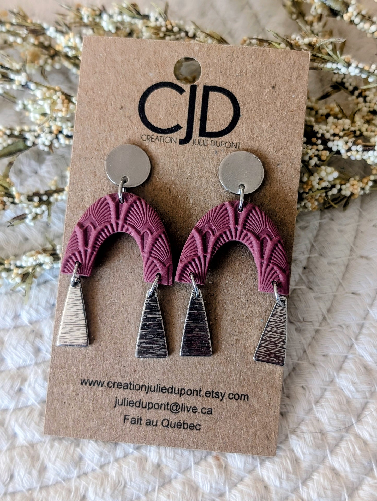 Boucles d'oreilles arche en argile polymère (BO-1726)