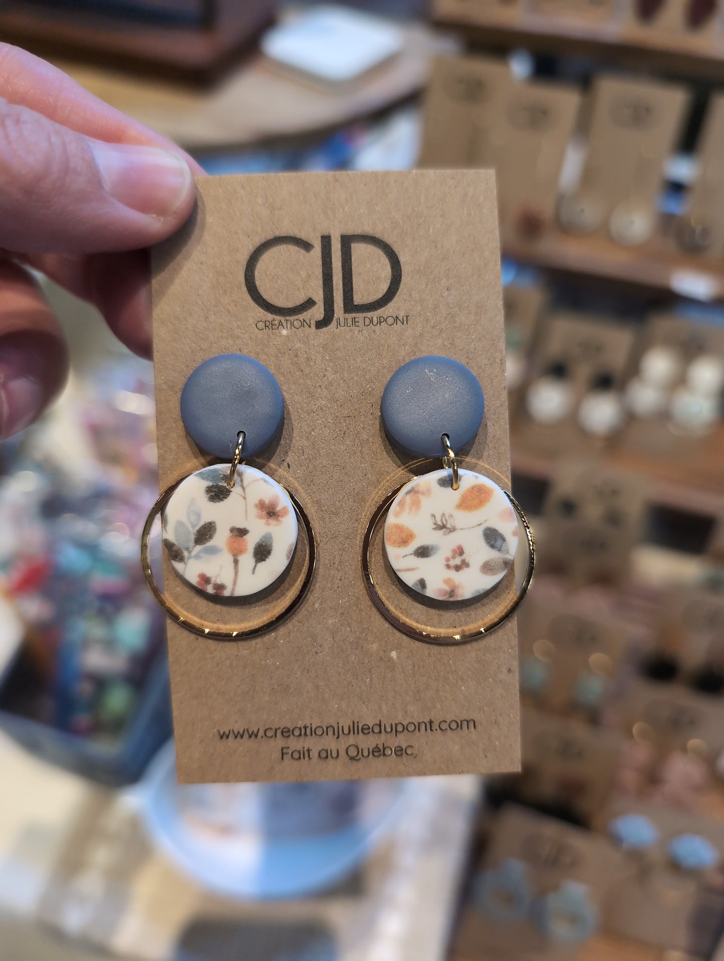 Boucles d'oreilles stud et rond argile et anneau laiton // polymer Clay earrings (BO-1730)