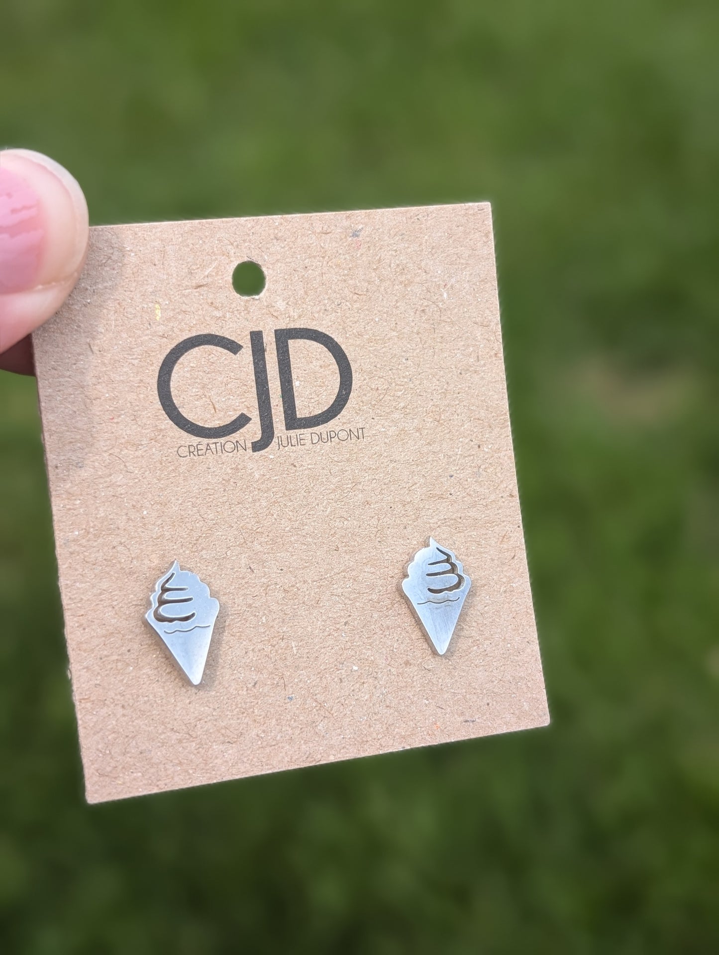 Boucles d'oreilles crème glacée // ice cream  stud earrings // stainless steel earrings // minimalist jewelry (bo-1826)