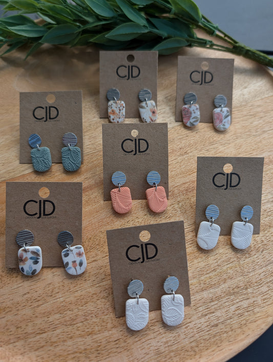 Boucles d'oreilles  stud acier inoxydable et pendentif  en argile polymère  (BO-1853)