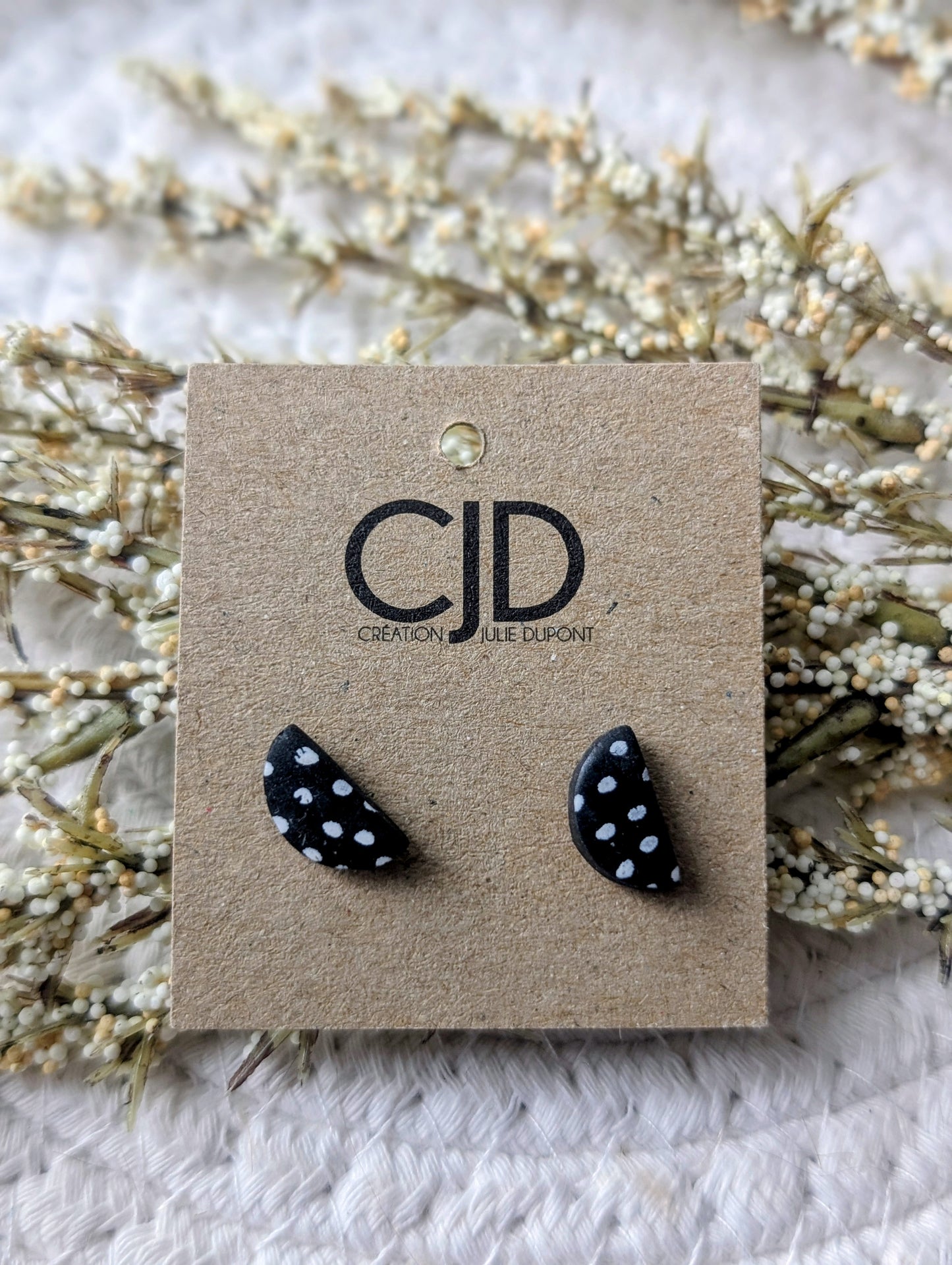 Stud argile polymère demi lune varié