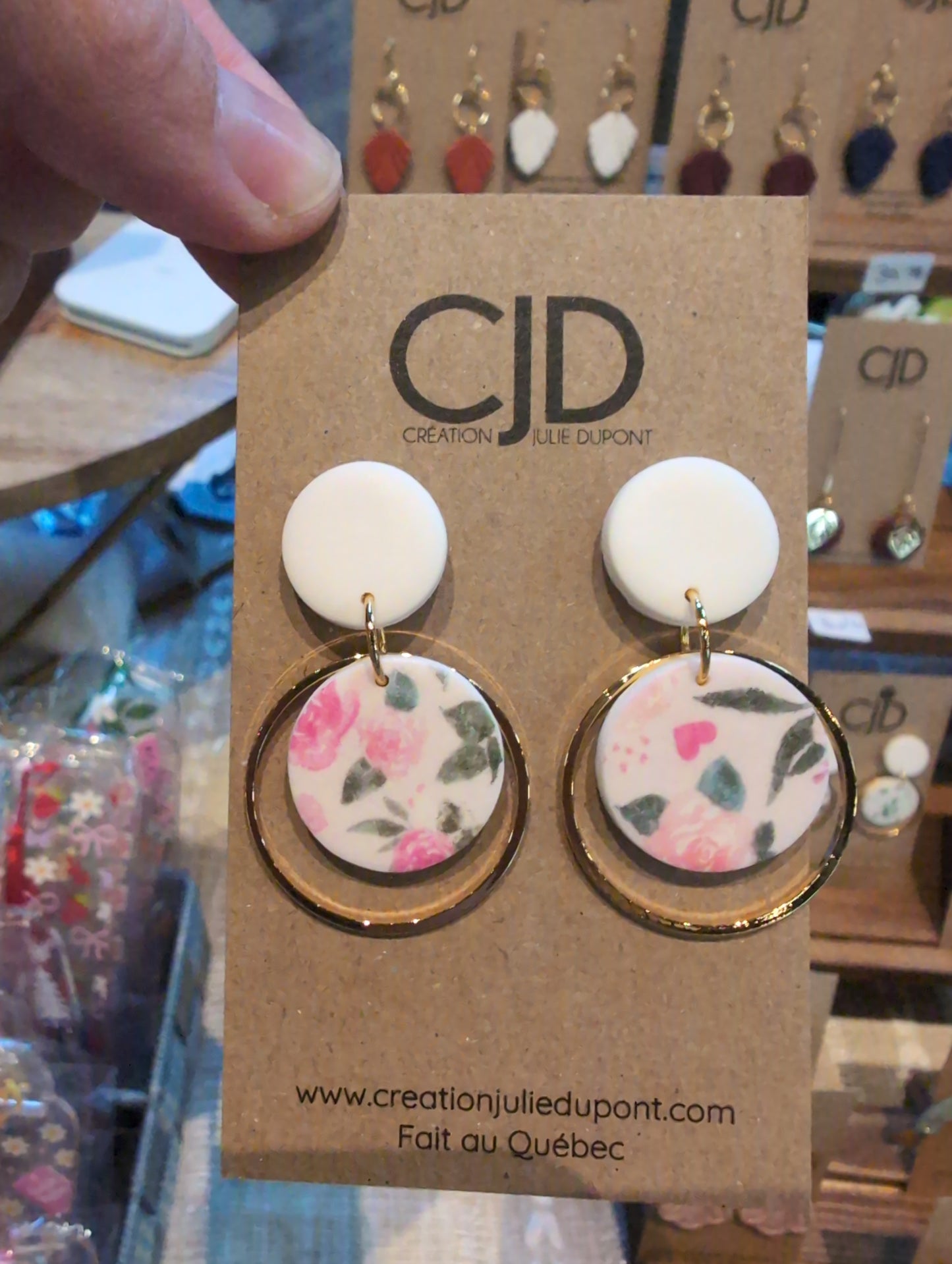 Boucles d'oreilles stud et rond argile et anneau laiton // polymer Clay earrings (BO-1730)