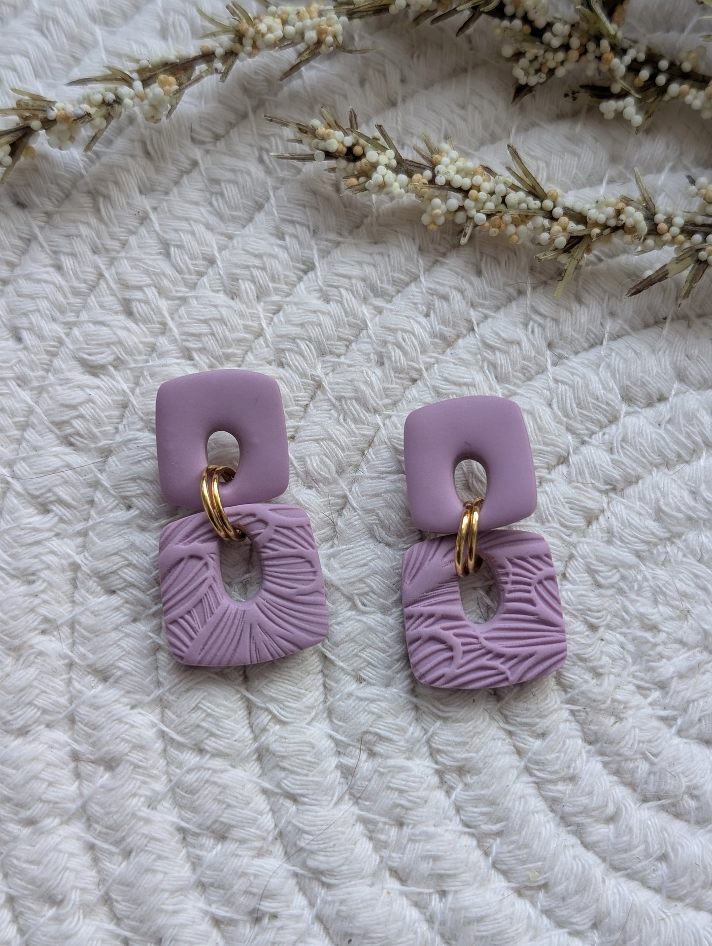 Boucles d'oreilles en argile polymère double carré (BO-1903)