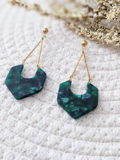 Boucles d'oreilles geometrique // acrylique // acetate earrings // geometric earrings // (BO-1577)