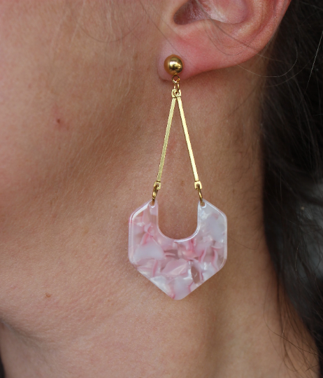 Boucles d'oreilles geometrique // acrylique // acetate earrings // geometric earrings // (BO-1577)