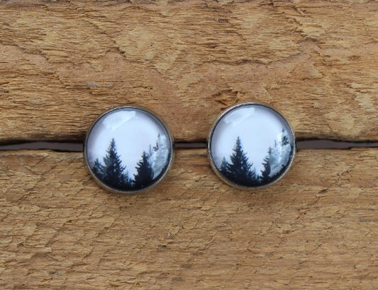 Petites merveilles forêt // forest earrings // cute glass cabochon (BO-1600)