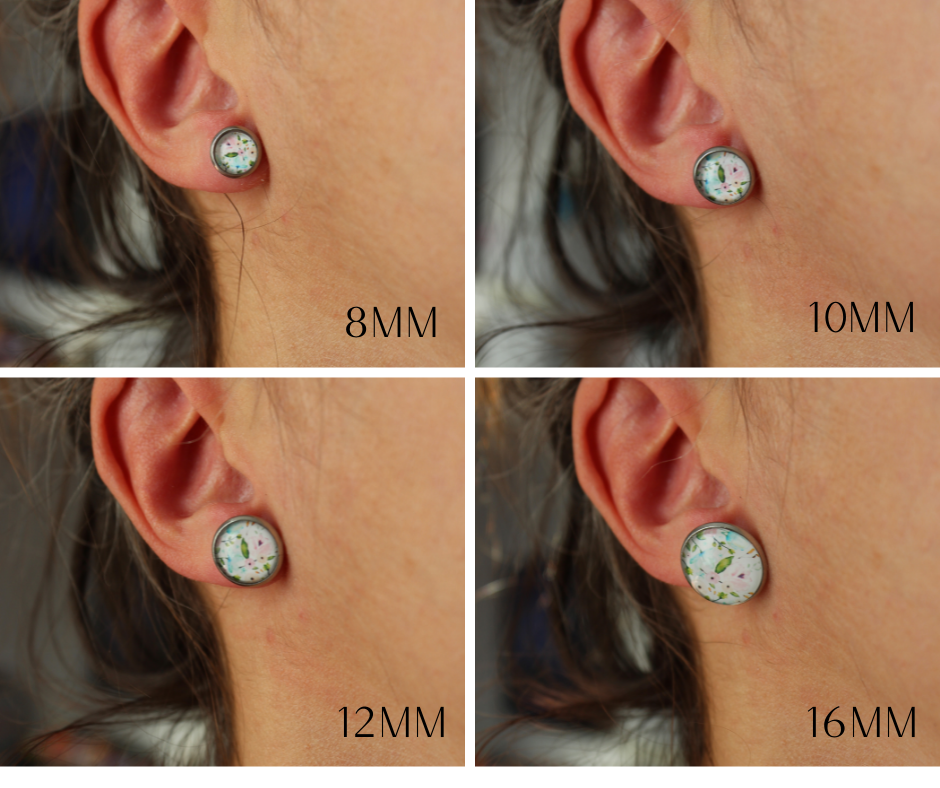 Petites merveilles motif   // pattern earrings // cute glass cabochon (BO-1530)