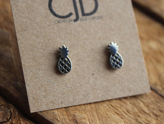 Boucles d'oreilles ananas // pineapple stud earrings // stainless steel earrings // minimalist jewelry // (bo-1606)