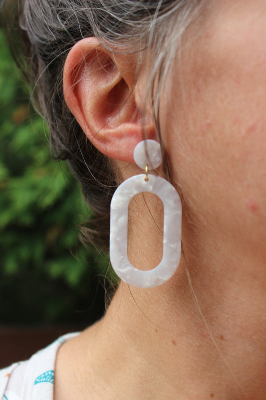 Boucles d'oreilles acrylique // acetate earrings // geometrique // cadeau pour elle // (bo-1546)