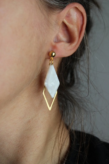 Boucles d'oreilles geometrique // acrylique // acetate earrings // geometric earrings // (BO-1552)