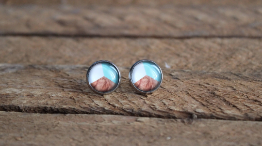 Petites merveilles colorblock // geometric glass cabochon earrings // fait au quebec (BO-1395)