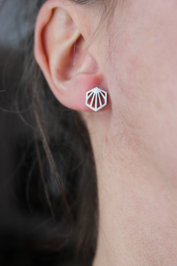 Boucles d'oreilles geometrique // geometric stud earrings // stainless steel earrings // minimalist jewelry // (bo-1703)