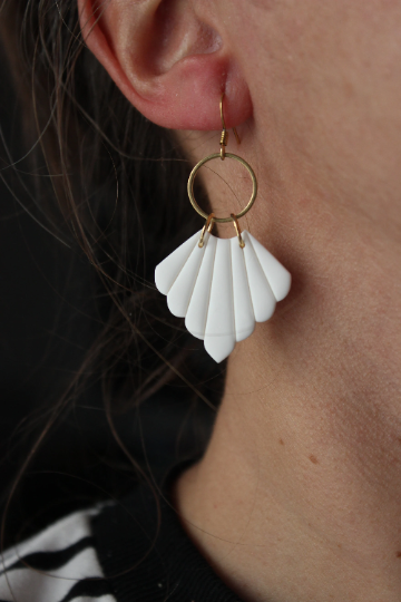Boucles d'oreilles argile et laiton art deco // art deco polymer clay earrings (bo-1675)