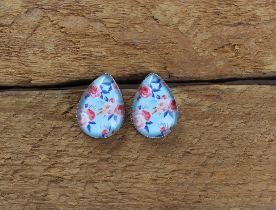 Petites merveilles fleurie // floral teardrop earrings // Goutte d'eau // fait au quebec (BO-1588-G)