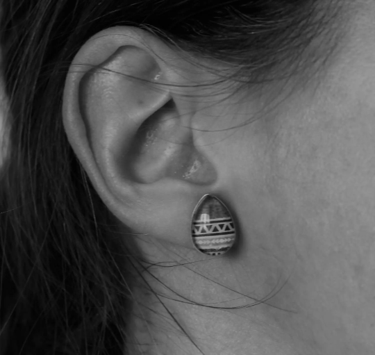Petites merveilles marbre chevron // marble teardrop earrings // Goutte d'eau // fait au quebec (BO-1593-G)