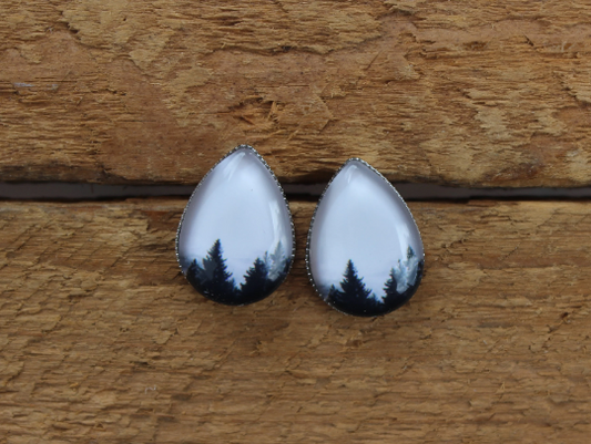 Petites merveilles forêt // forest teardrop earrings // Goutte d'eau // fait au quebec (BO-1600-G)