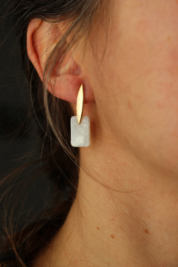 Boucles d'oreilles rectangle acetate // tige inox // acetate earrings (bo-1509)
